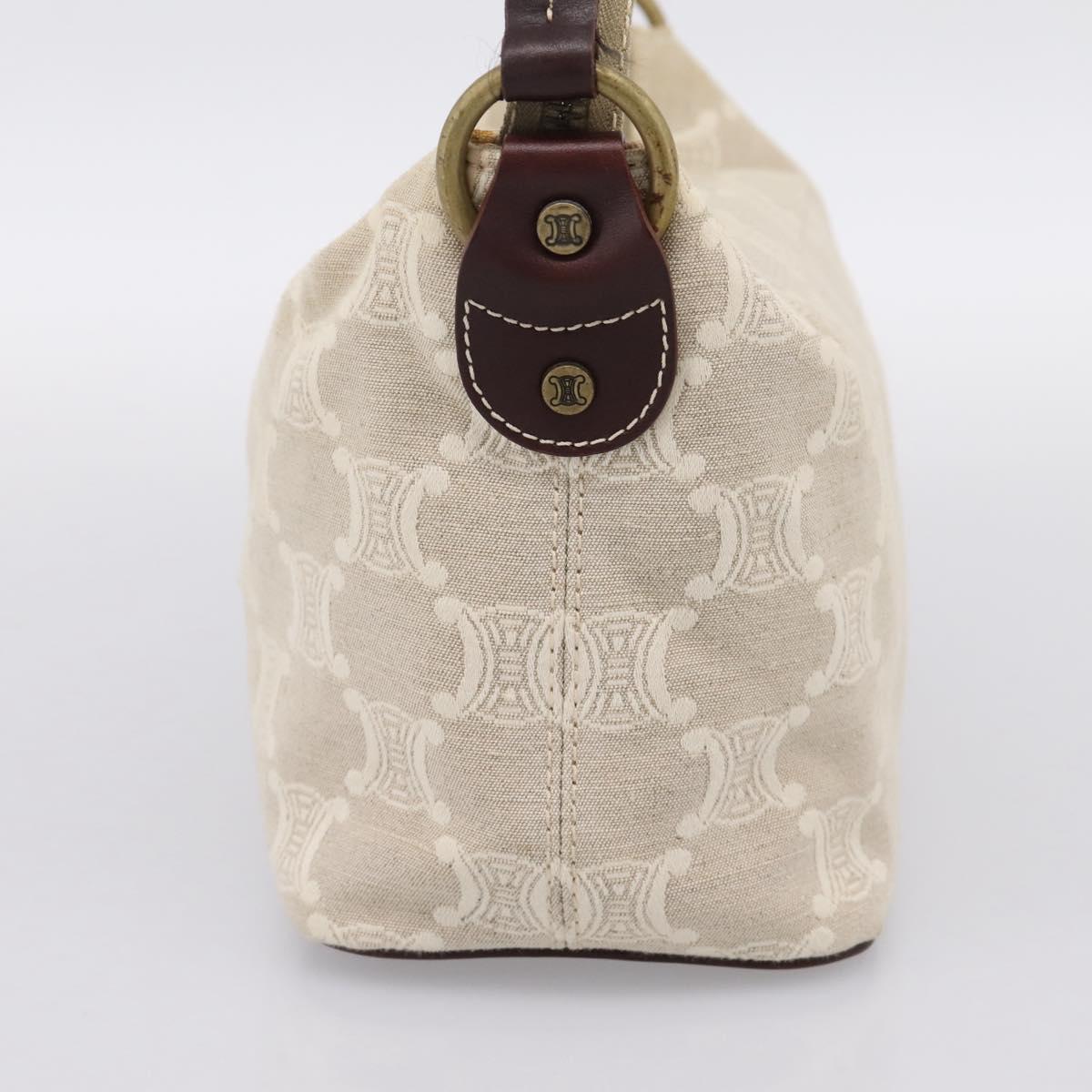 CELINE Macadam Canvas Shoulder Bag Beige Gold Auth 201944