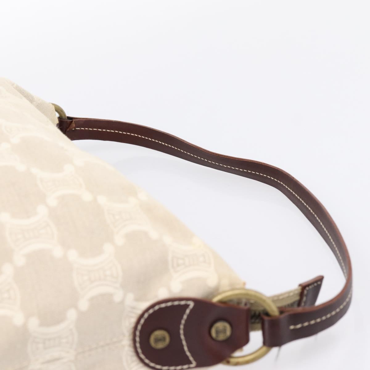 CELINE Macadam Canvas Shoulder Bag Beige Gold Auth 201944