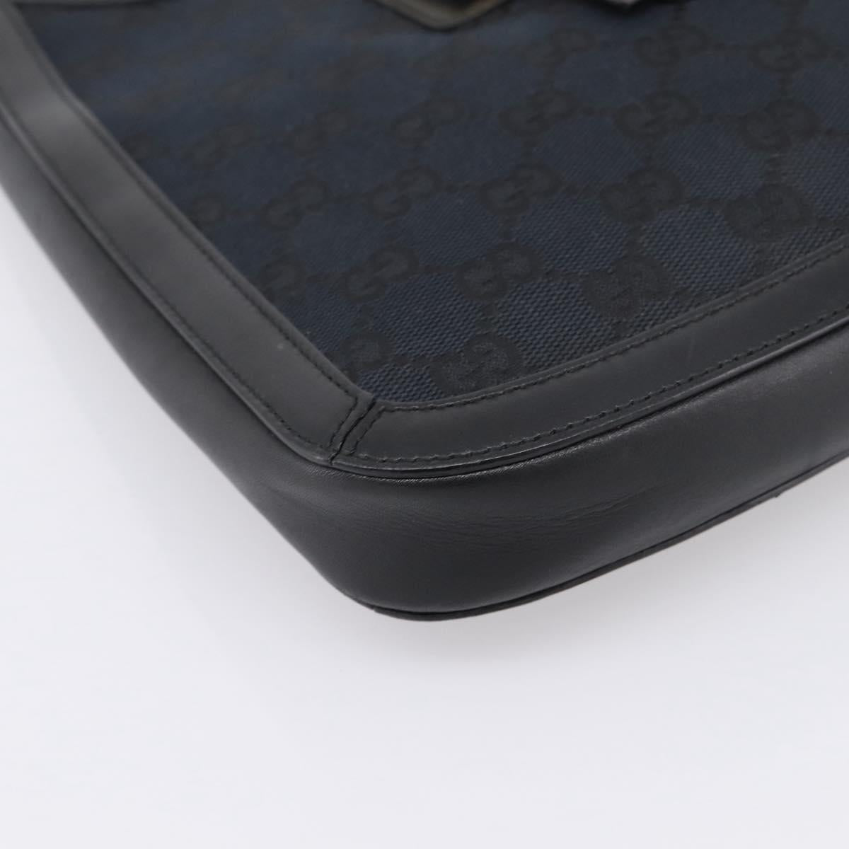 GUCCI GG Canvas Shoulder Bag Black Gold 001 4142 Auth 201947A