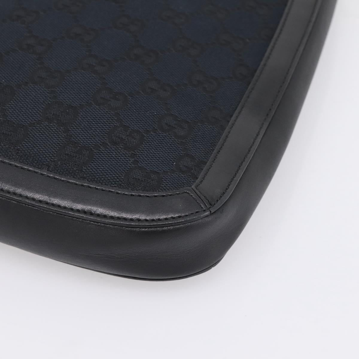 GUCCI GG Canvas Shoulder Bag Black Gold 001 4142 Auth 201947A