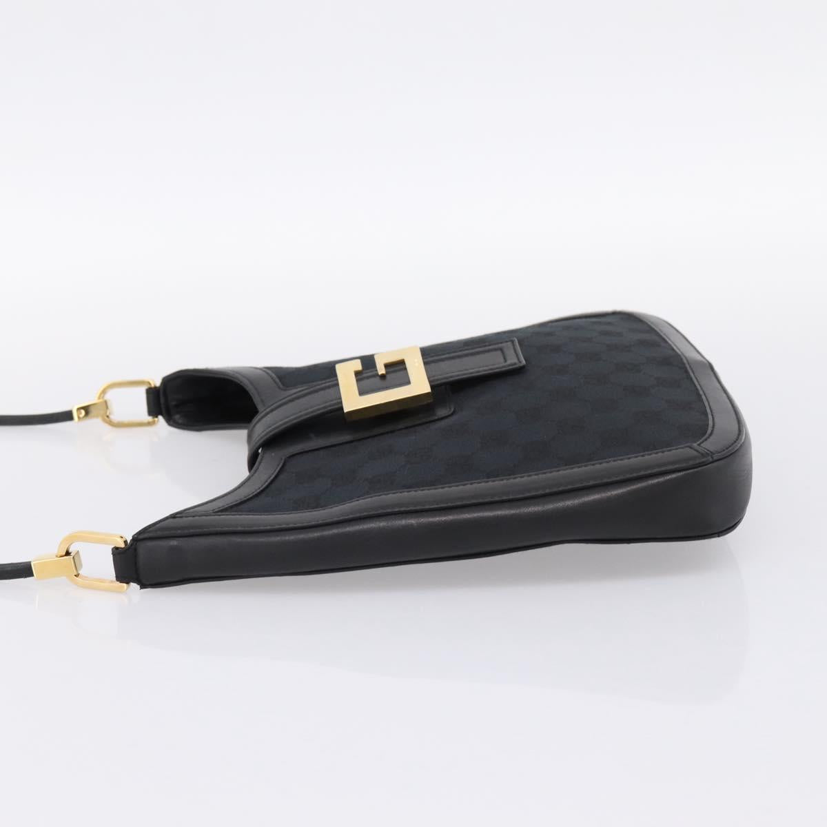 GUCCI GG Canvas Shoulder Bag Black Gold 001 4142 Auth 201947A