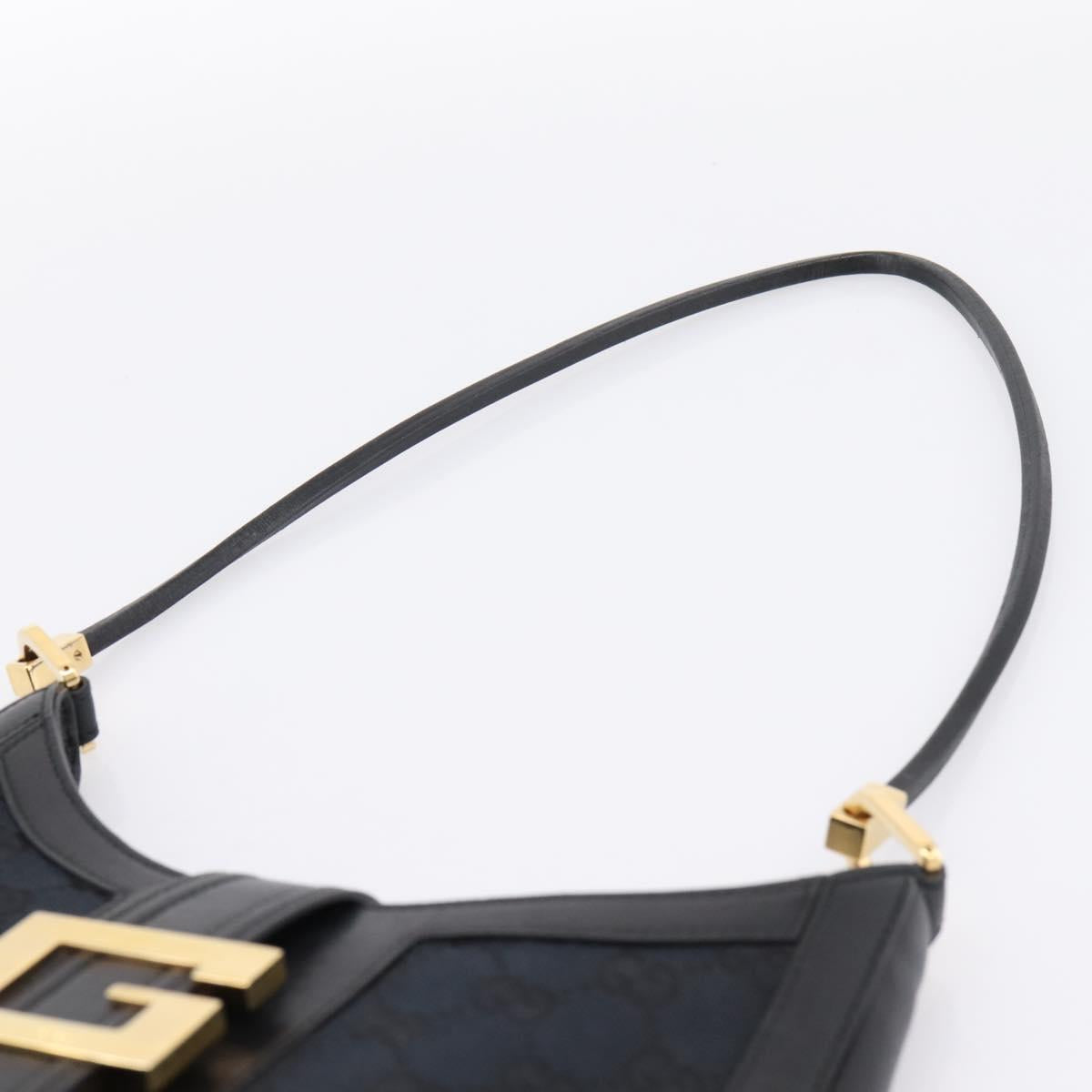 GUCCI GG Canvas Shoulder Bag Black Gold 001 4142 Auth 201947A