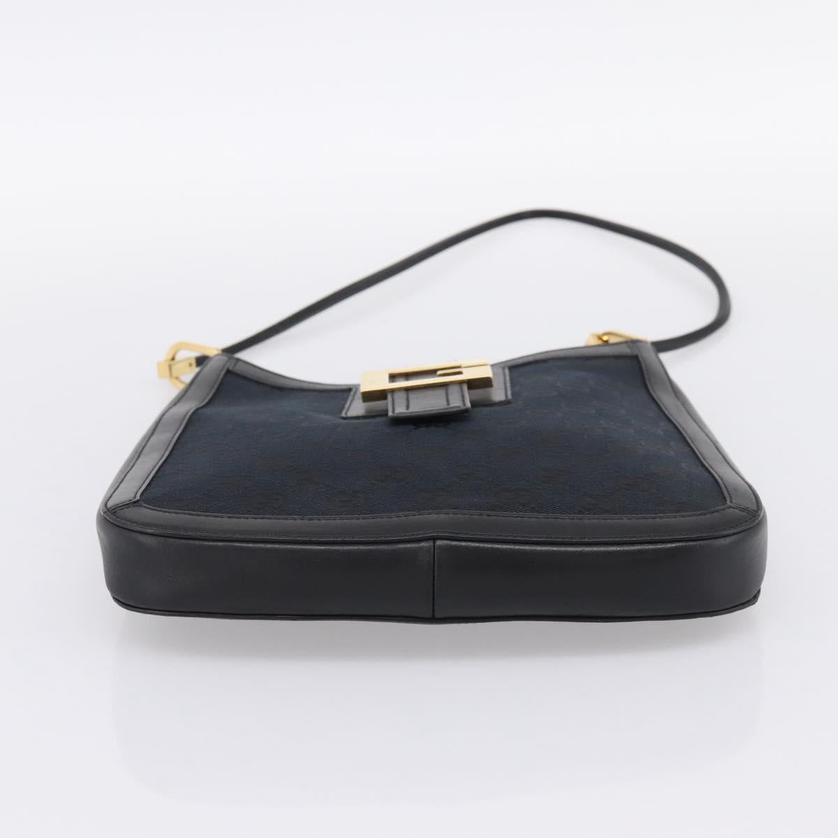 GUCCI GG Canvas Shoulder Bag Black Gold 001 4142 Auth 201947A