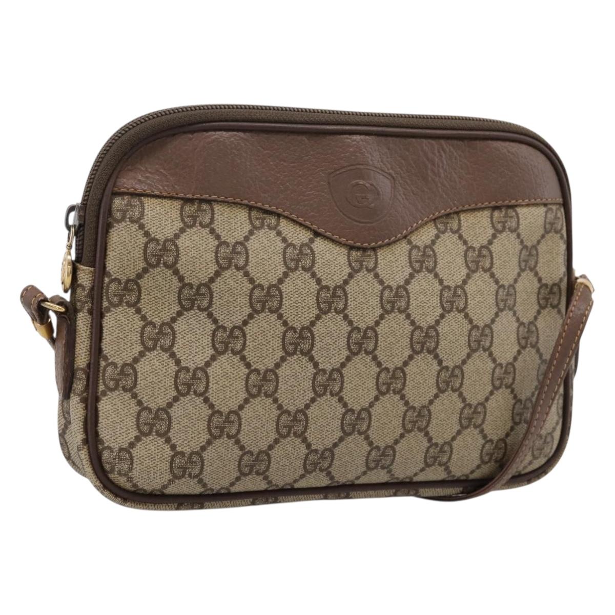 GUCCI GG Supreme Shoulder Bag PVC Leather Beige Gold 007 14 6428 Auth 201948