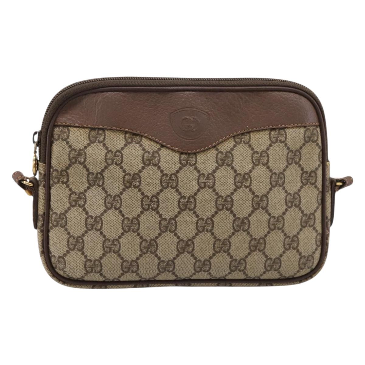 GUCCI GG Supreme Shoulder Bag PVC Leather Beige Gold 007 14 6428 Auth 201948