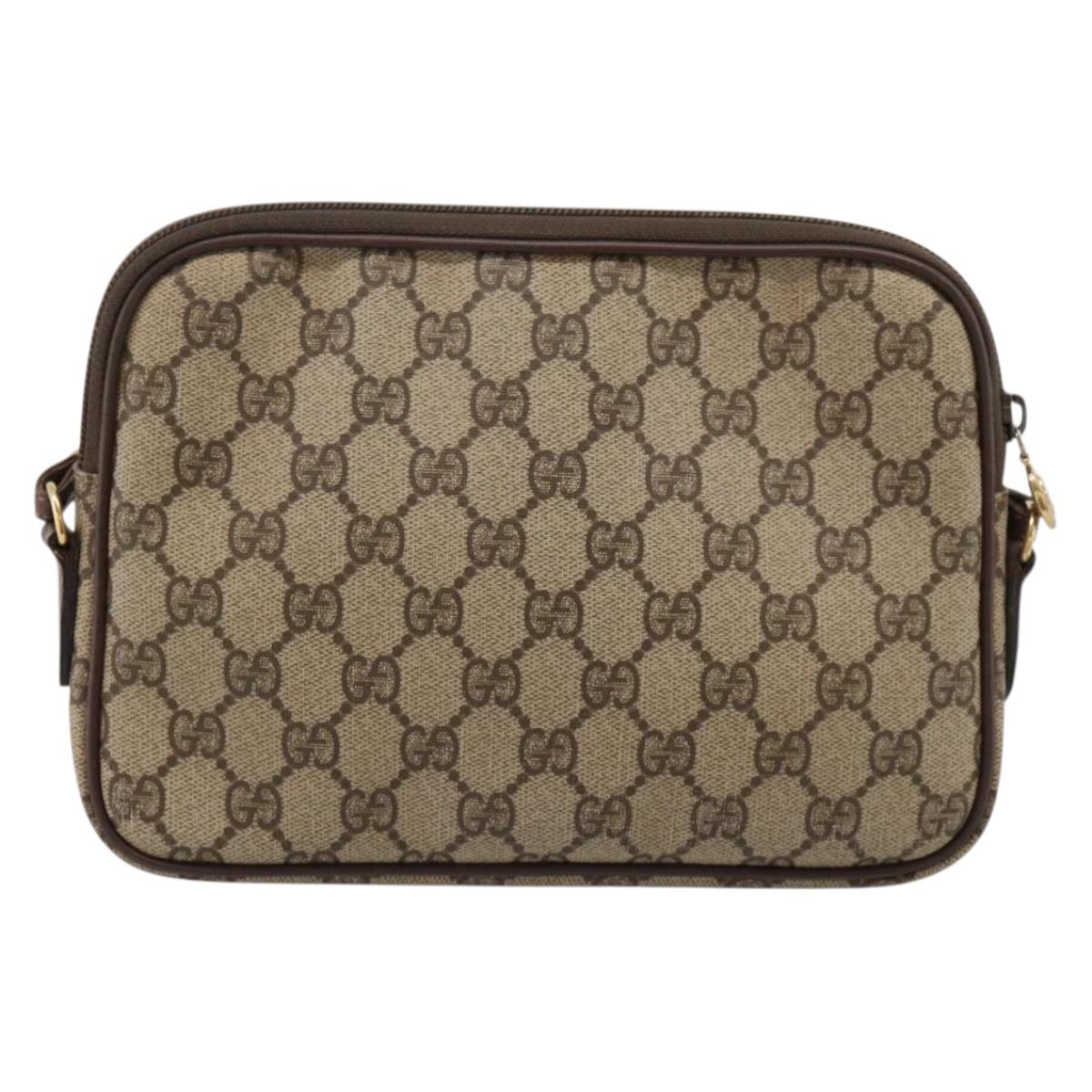 GUCCI GG Supreme Shoulder Bag PVC Leather Beige Gold 007 14 6428 Auth 201948