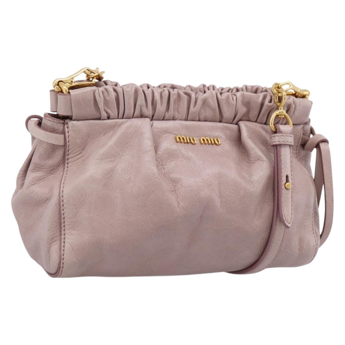 Miu Miu Shoulder Bag Vitellolux Purple Gold Auth 201949A