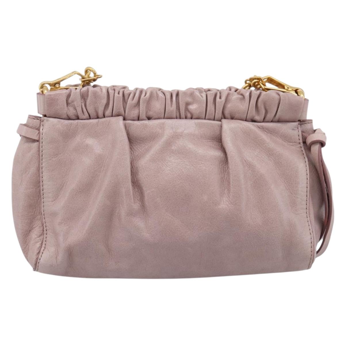 Miu Miu Shoulder Bag Vitellolux Purple Gold Auth 201949A