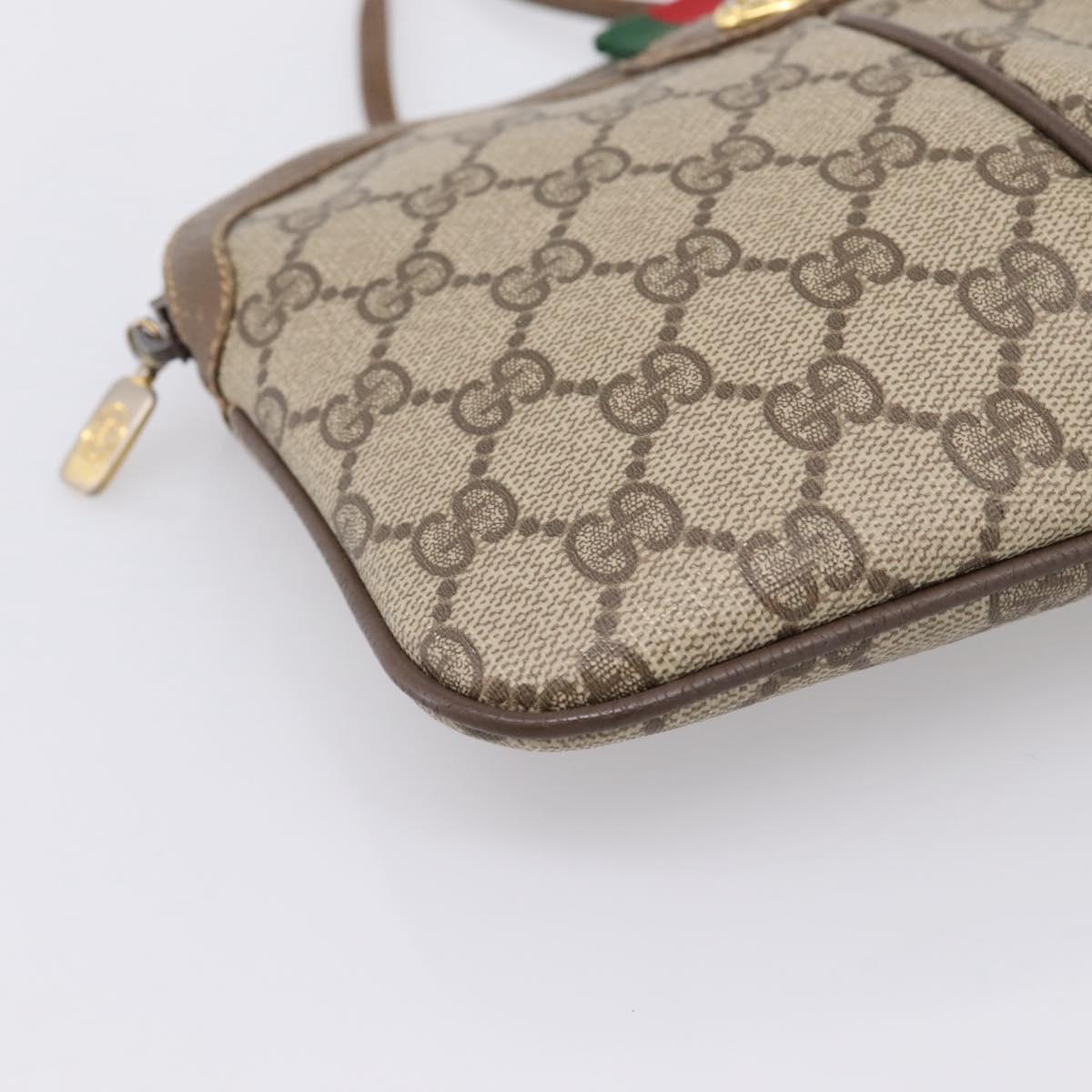 GUCCI GG Supreme Web Sherry Line Bag PVC Beige Gold 904 02 047 Auth 201950