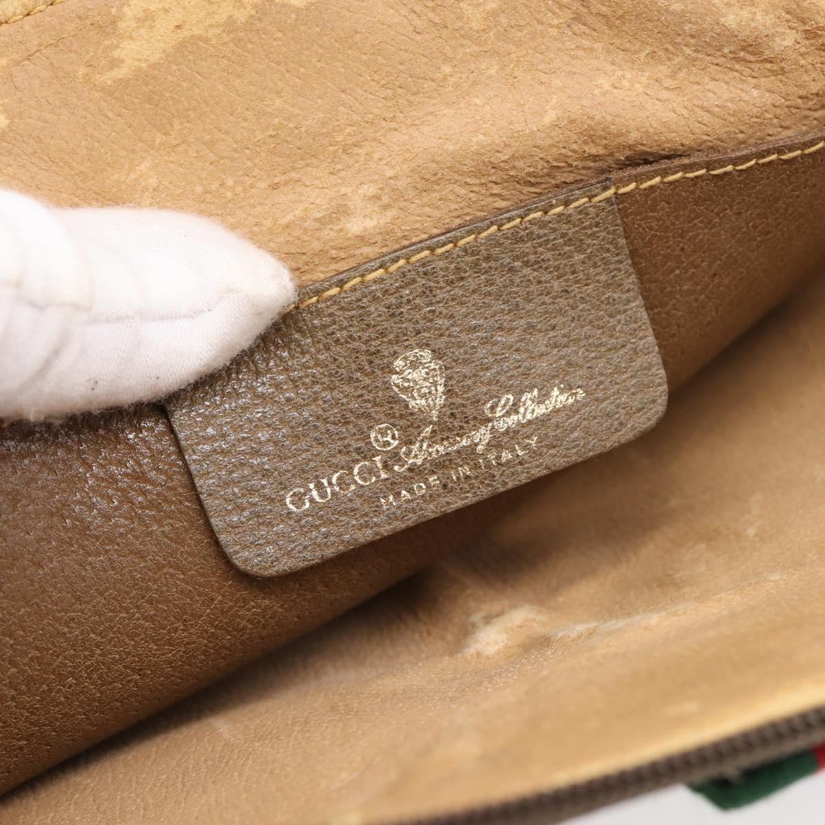 GUCCI GG Supreme Web Sherry Line Bag PVC Beige Gold 904 02 047 Auth 201950
