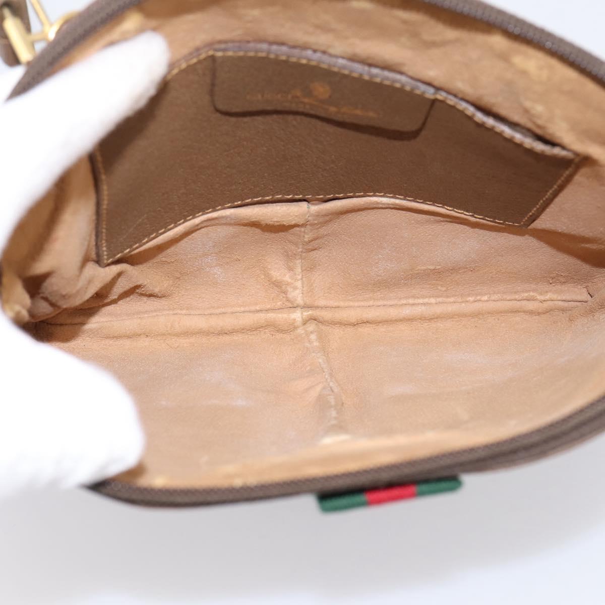 GUCCI GG Supreme Web Sherry Line Bag PVC Beige Gold 904 02 047 Auth 201950