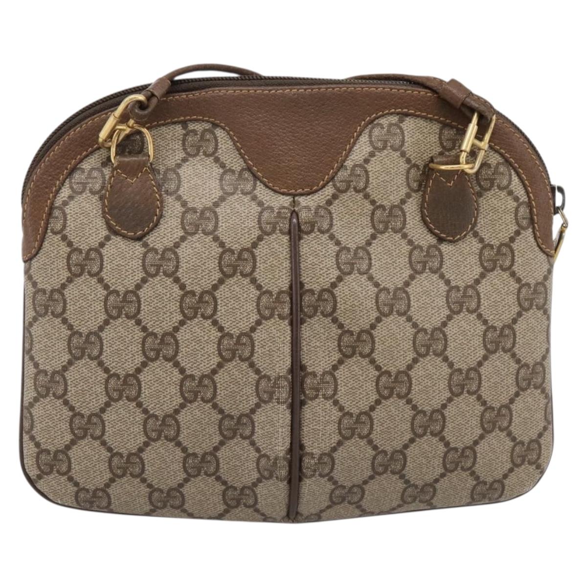 GUCCI GG Supreme Web Sherry Line Bag PVC Beige Gold 904 02 047 Auth 201950