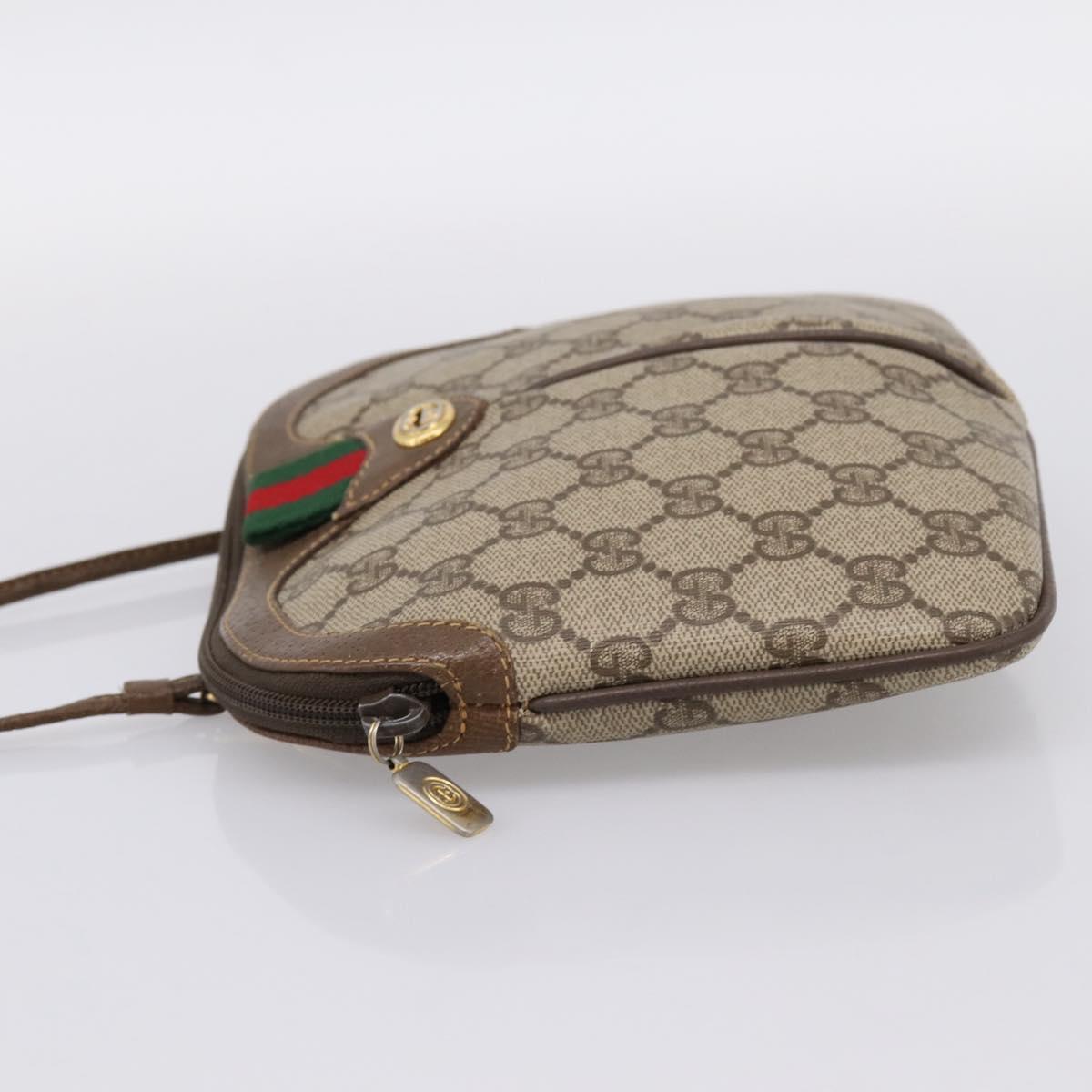 GUCCI GG Supreme Web Sherry Line Bag PVC Beige Gold 904 02 047 Auth 201950