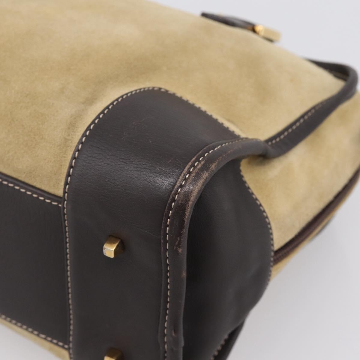 LOEWE Amazona 28 Hand Bag Suede Beige Gold Auth 201951