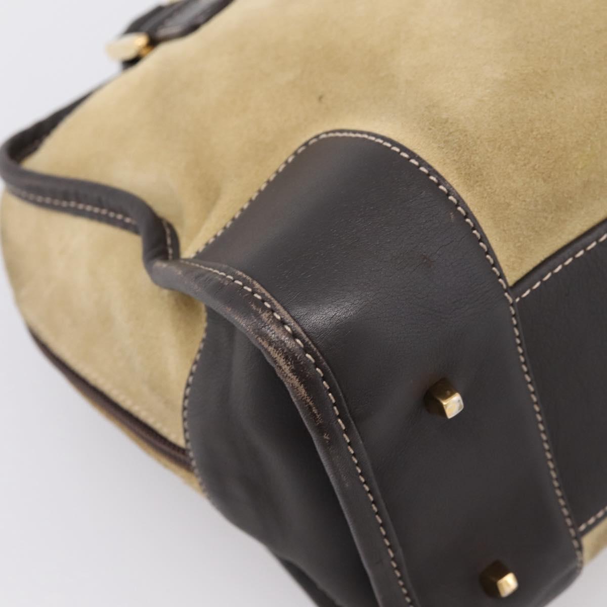 LOEWE Amazona 28 Hand Bag Suede Beige Gold Auth 201951