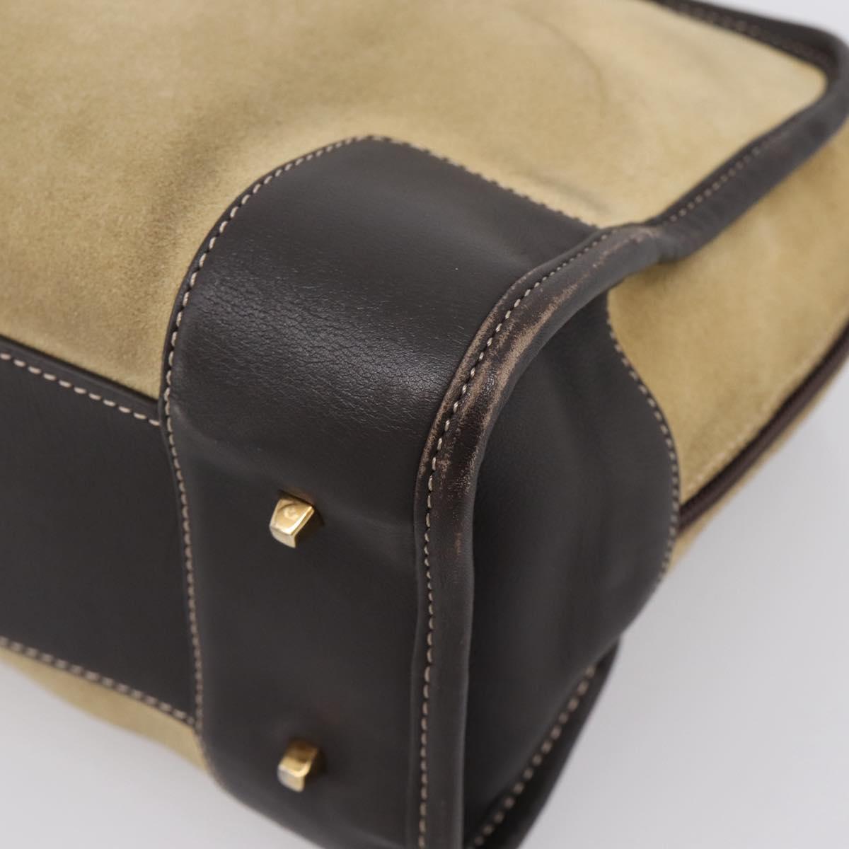 LOEWE Amazona 28 Hand Bag Suede Beige Gold Auth 201951