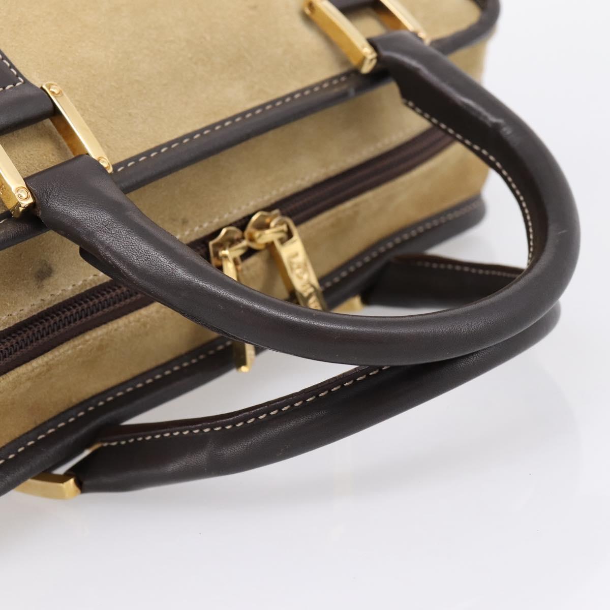 LOEWE Amazona 28 Hand Bag Suede Beige Gold Auth 201951