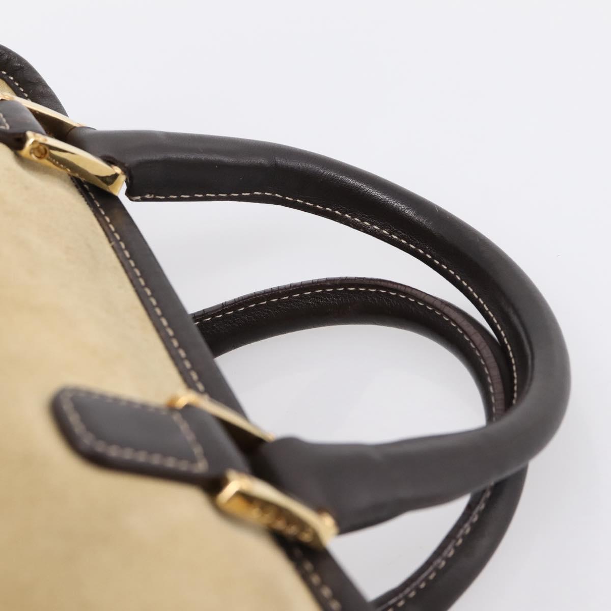 LOEWE Amazona 28 Hand Bag Suede Beige Gold Auth 201951