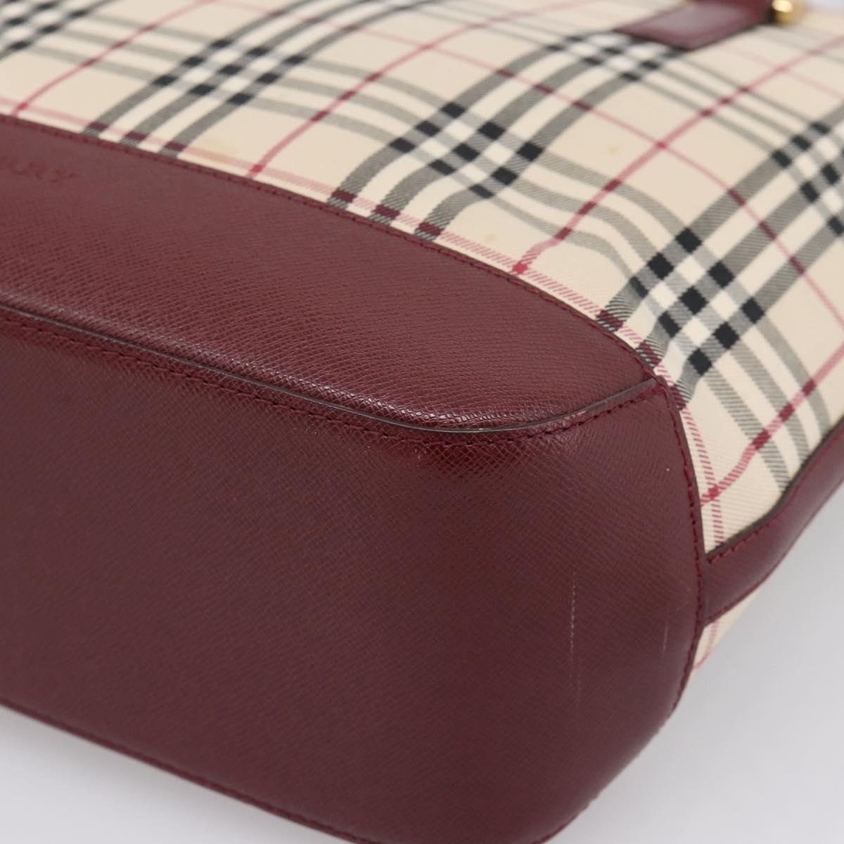 BURBERRY Nova Check Tote Bag Canvas Beige Gold Auth 201953