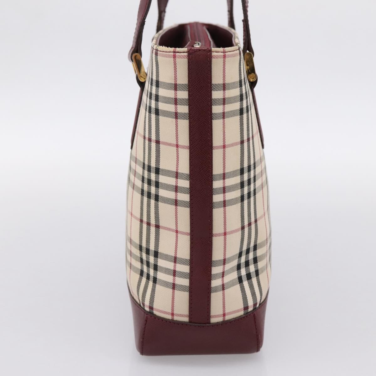 BURBERRY Nova Check Tote Bag Canvas Beige Gold Auth 201953