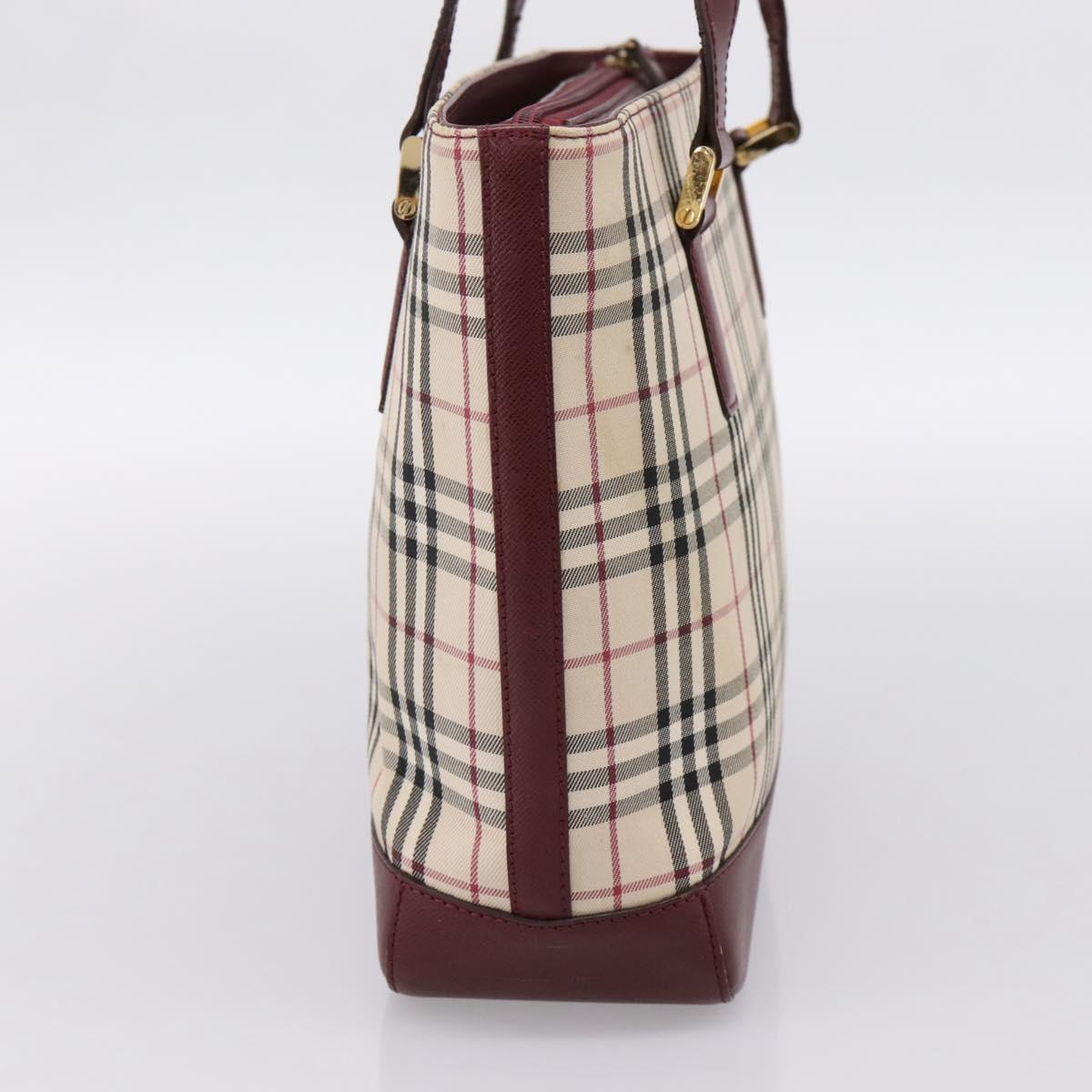 BURBERRY Nova Check Tote Bag Canvas Beige Gold Auth 201953