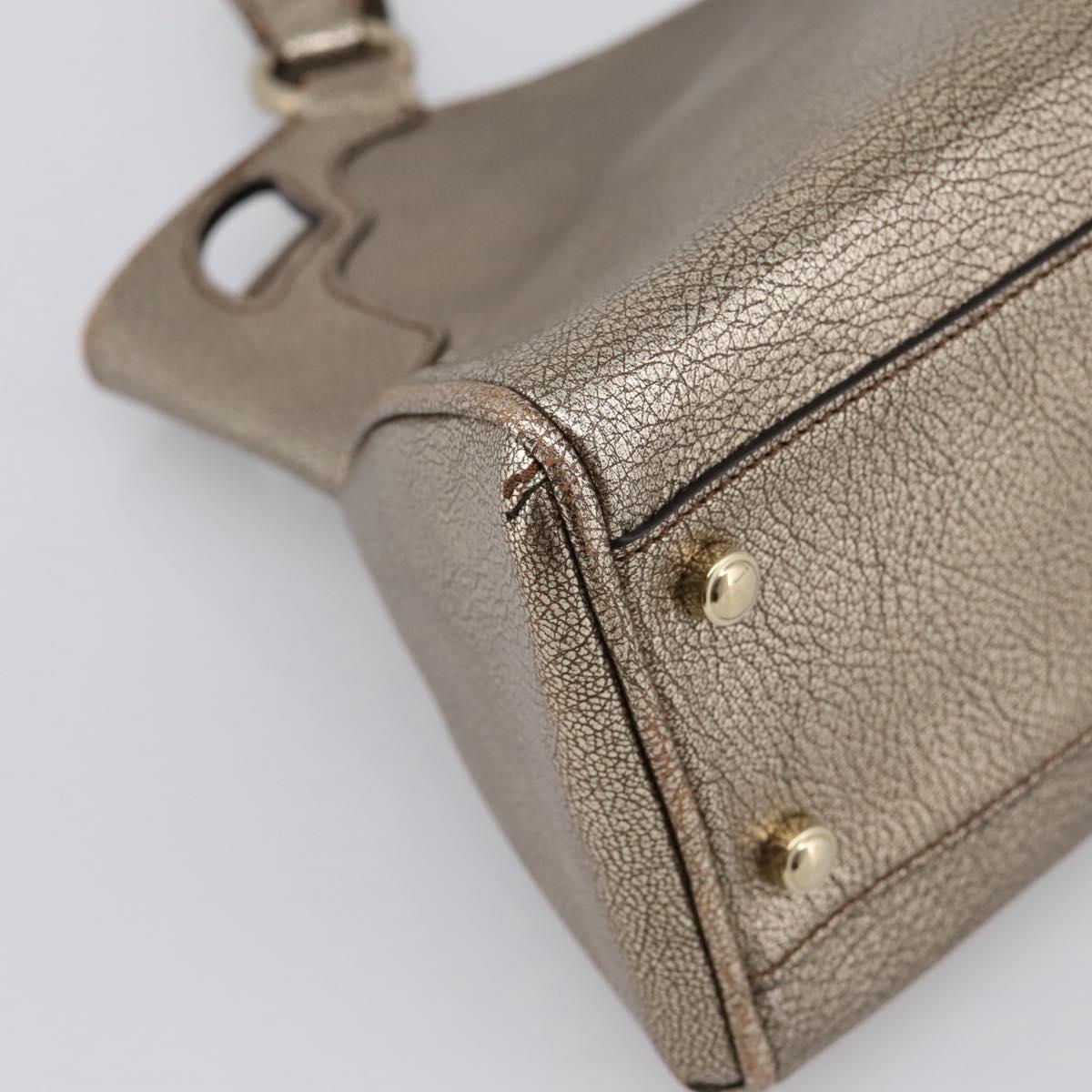 CARTIER Marcello Hand Bag Leather Gold Auth 201954