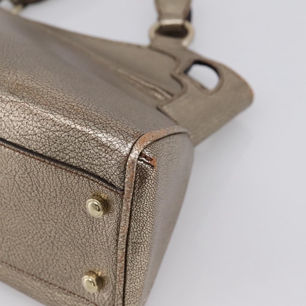 CARTIER Marcello Hand Bag Leather Gold Auth 201954