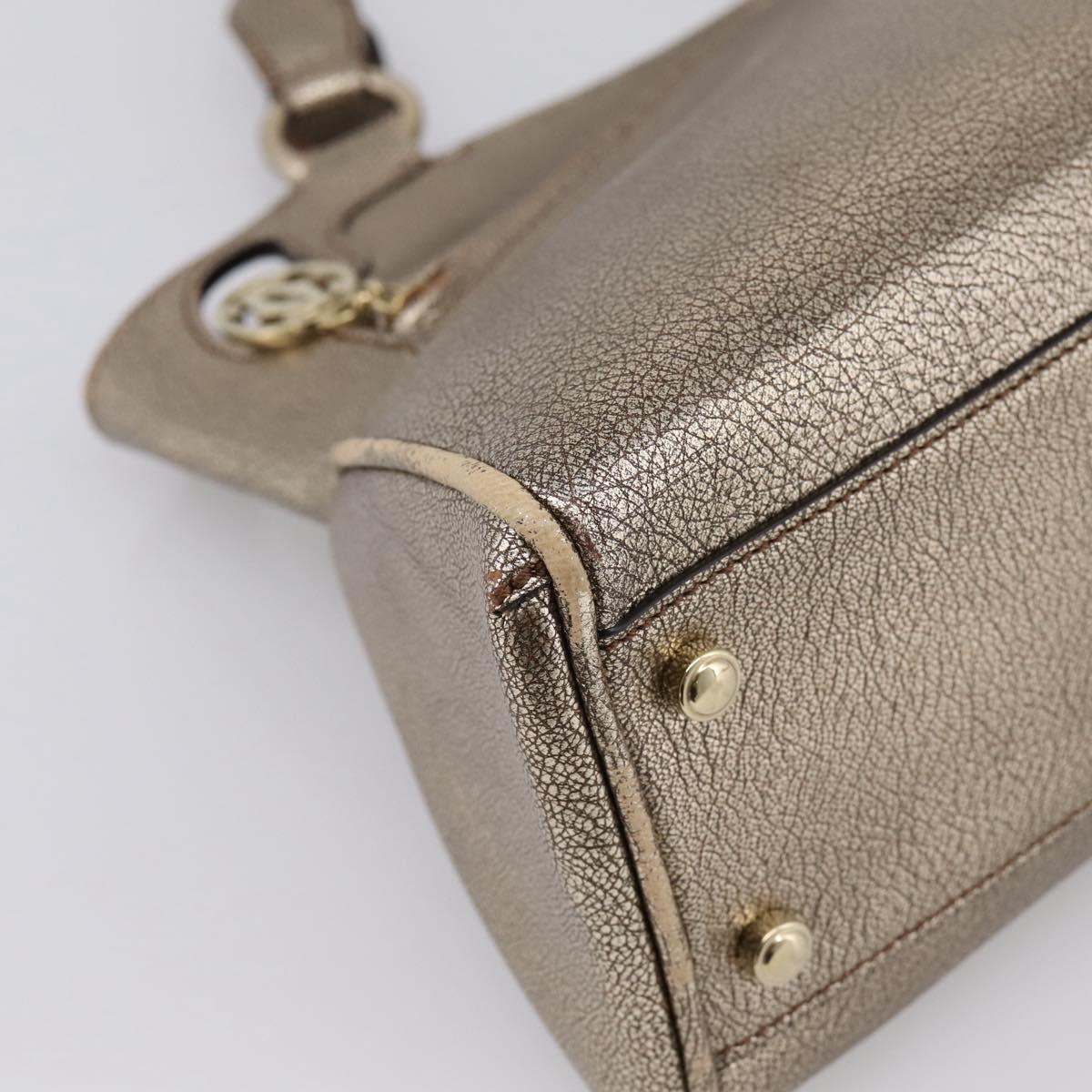 CARTIER Marcello Hand Bag Leather Gold Auth 201954