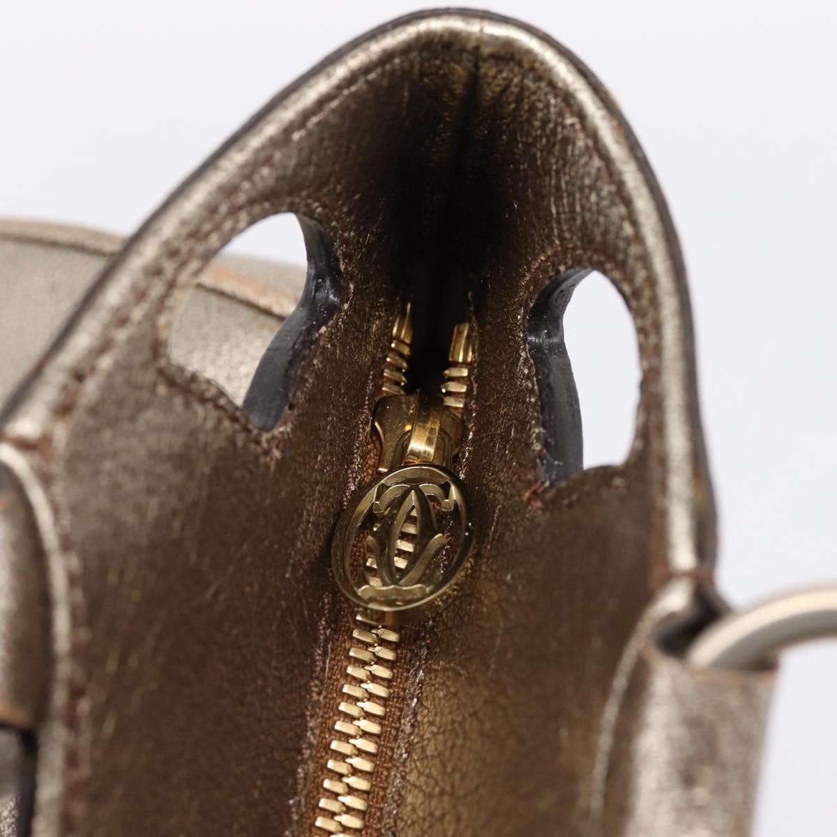 CARTIER Marcello Hand Bag Leather Gold Auth 201954