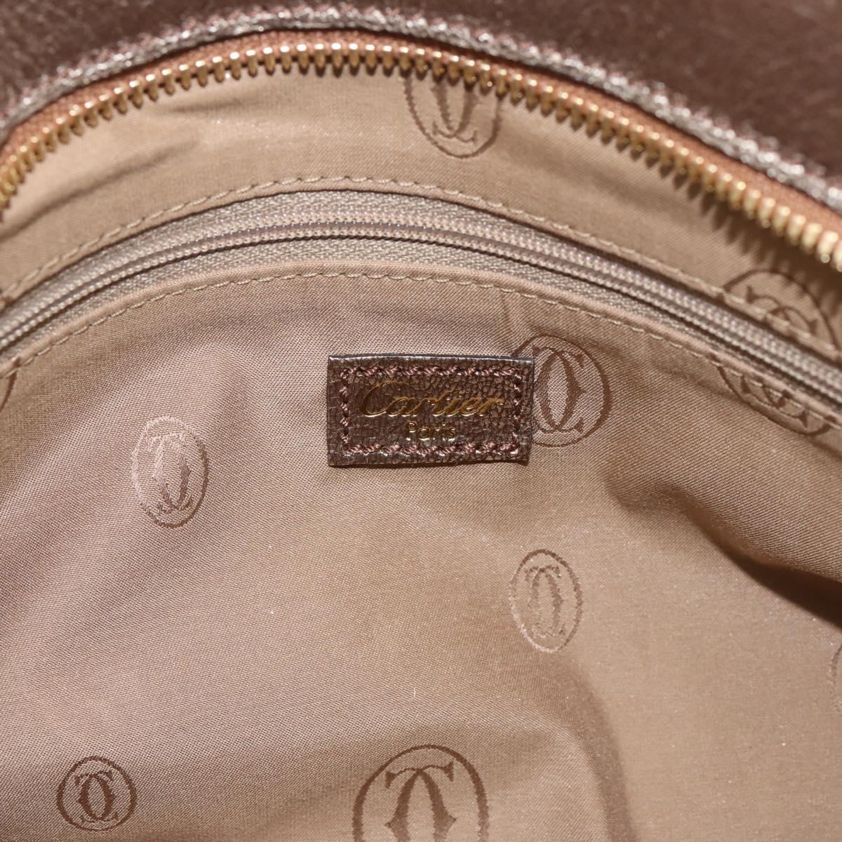 CARTIER Marcello Hand Bag Leather Gold Auth 201954