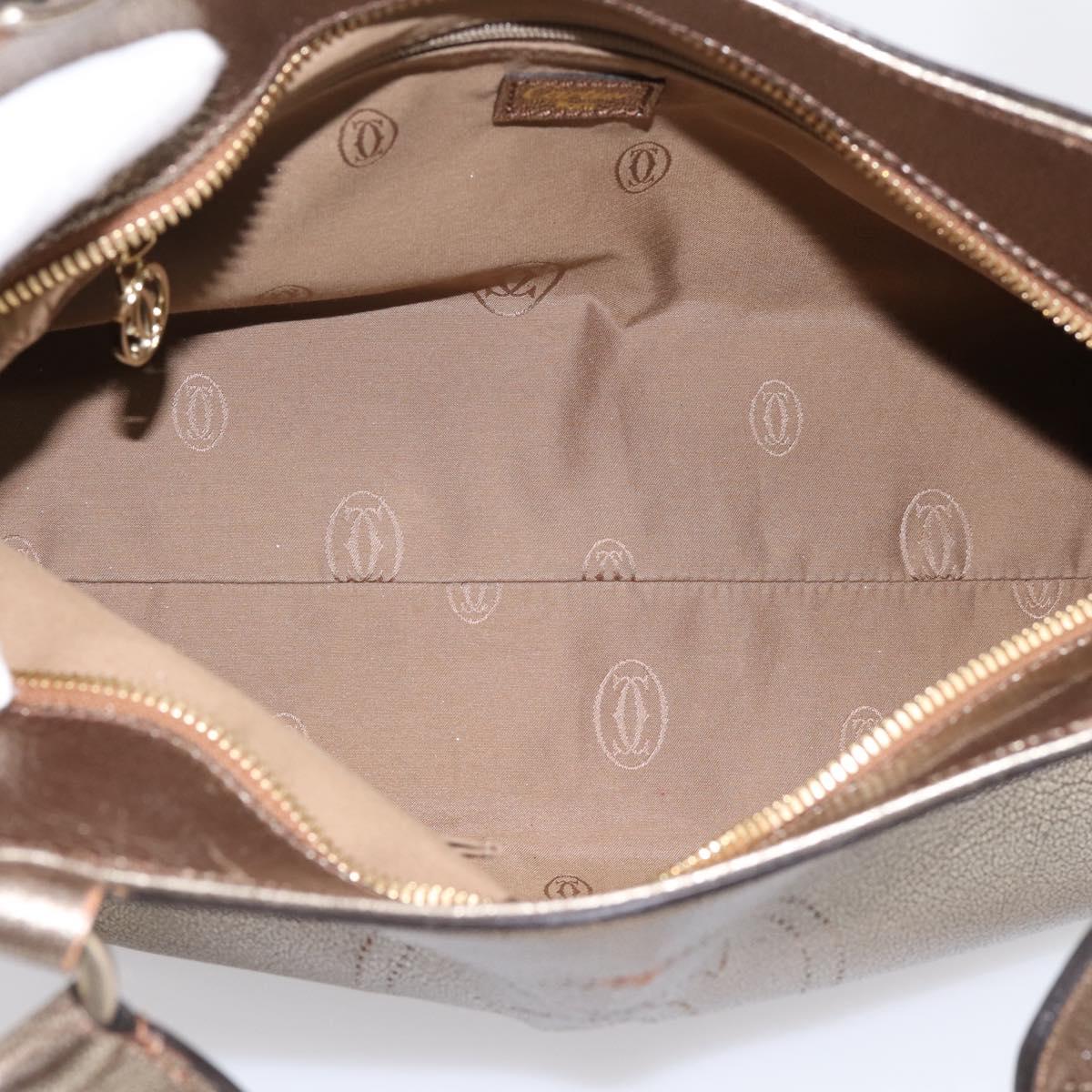 CARTIER Marcello Hand Bag Leather Gold Auth 201954