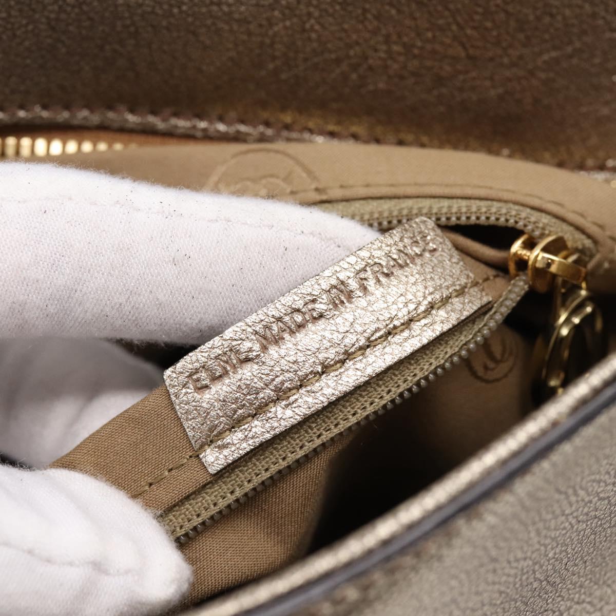 CARTIER Marcello Hand Bag Leather Gold Auth 201954