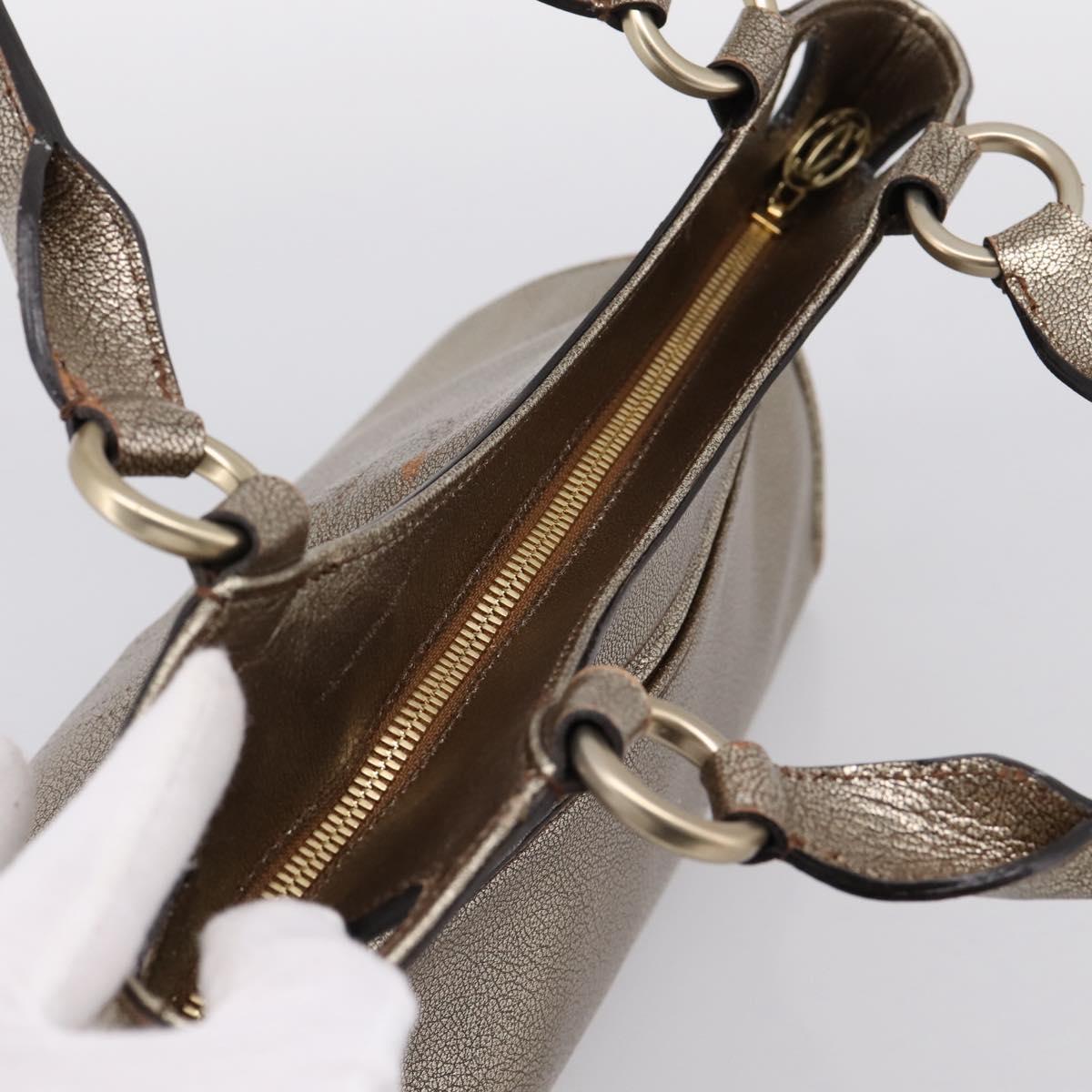 CARTIER Marcello Hand Bag Leather Gold Auth 201954
