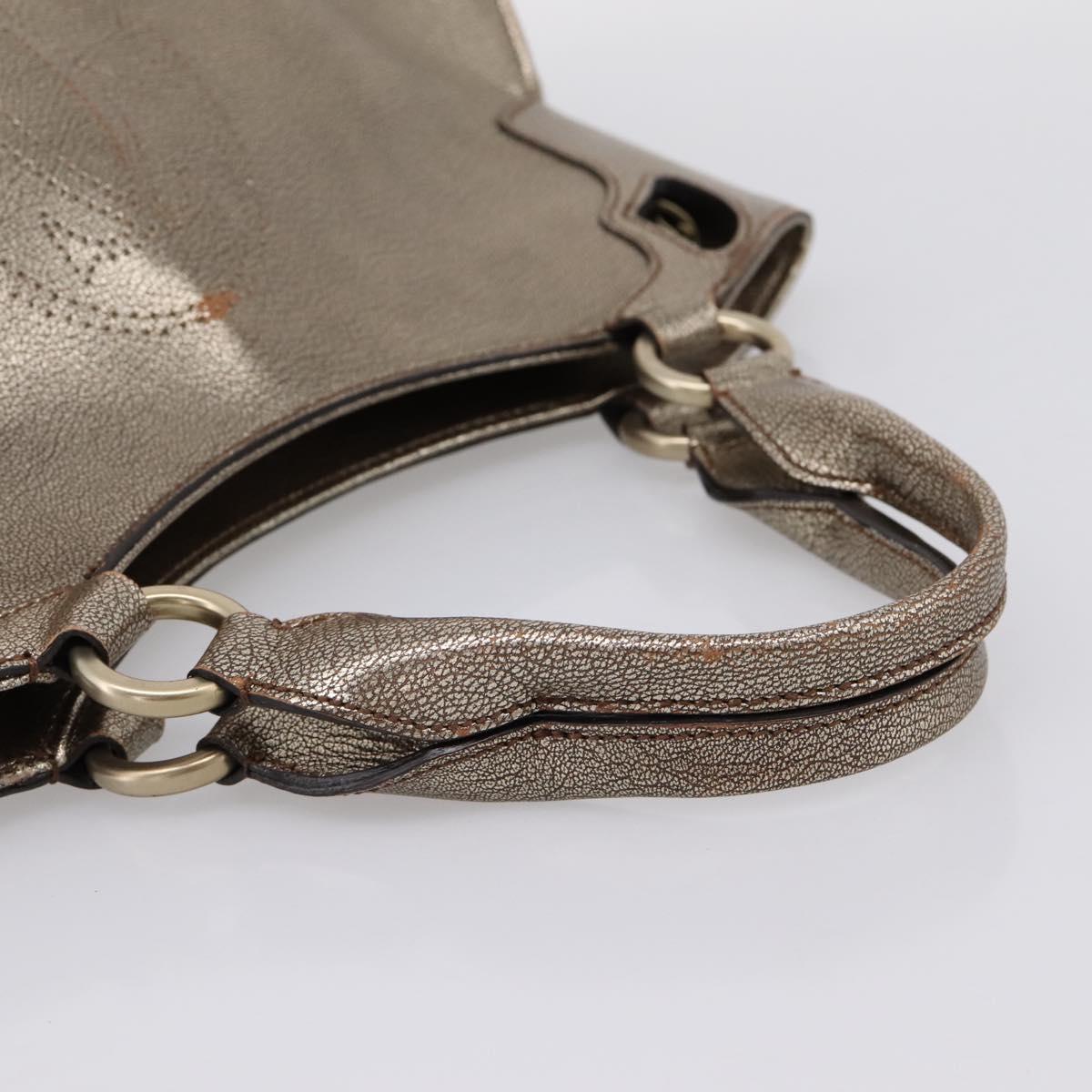 CARTIER Marcello Hand Bag Leather Gold Auth 201954