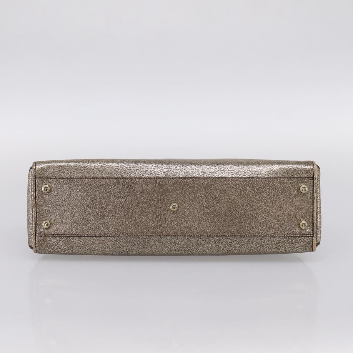 CARTIER Marcello Hand Bag Leather Gold Auth 201954