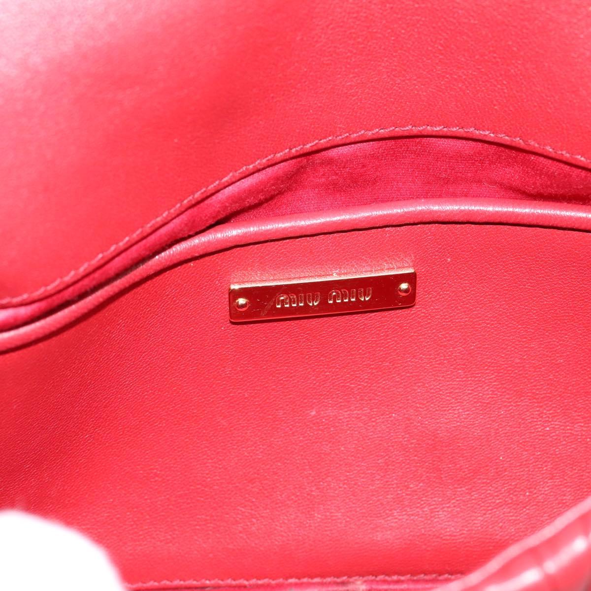 Miu Miu Matelasse Shoulder Bag Leather Red Gold Auth 201956
