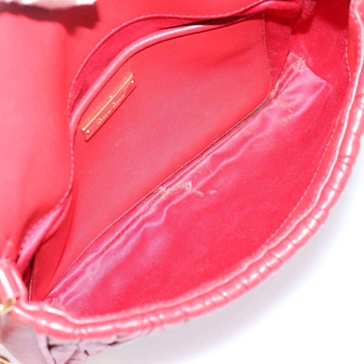 Miu Miu Matelasse Shoulder Bag Leather Red Gold Auth 201956