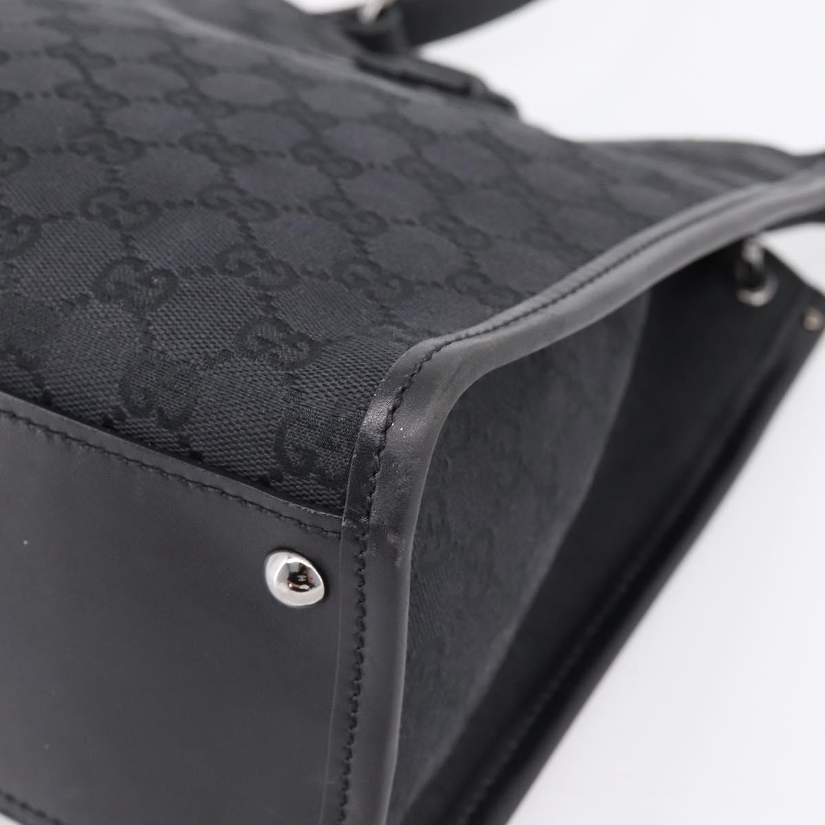 GUCCI GG Canvas Shoulder Bag Black Silver Auth 201960