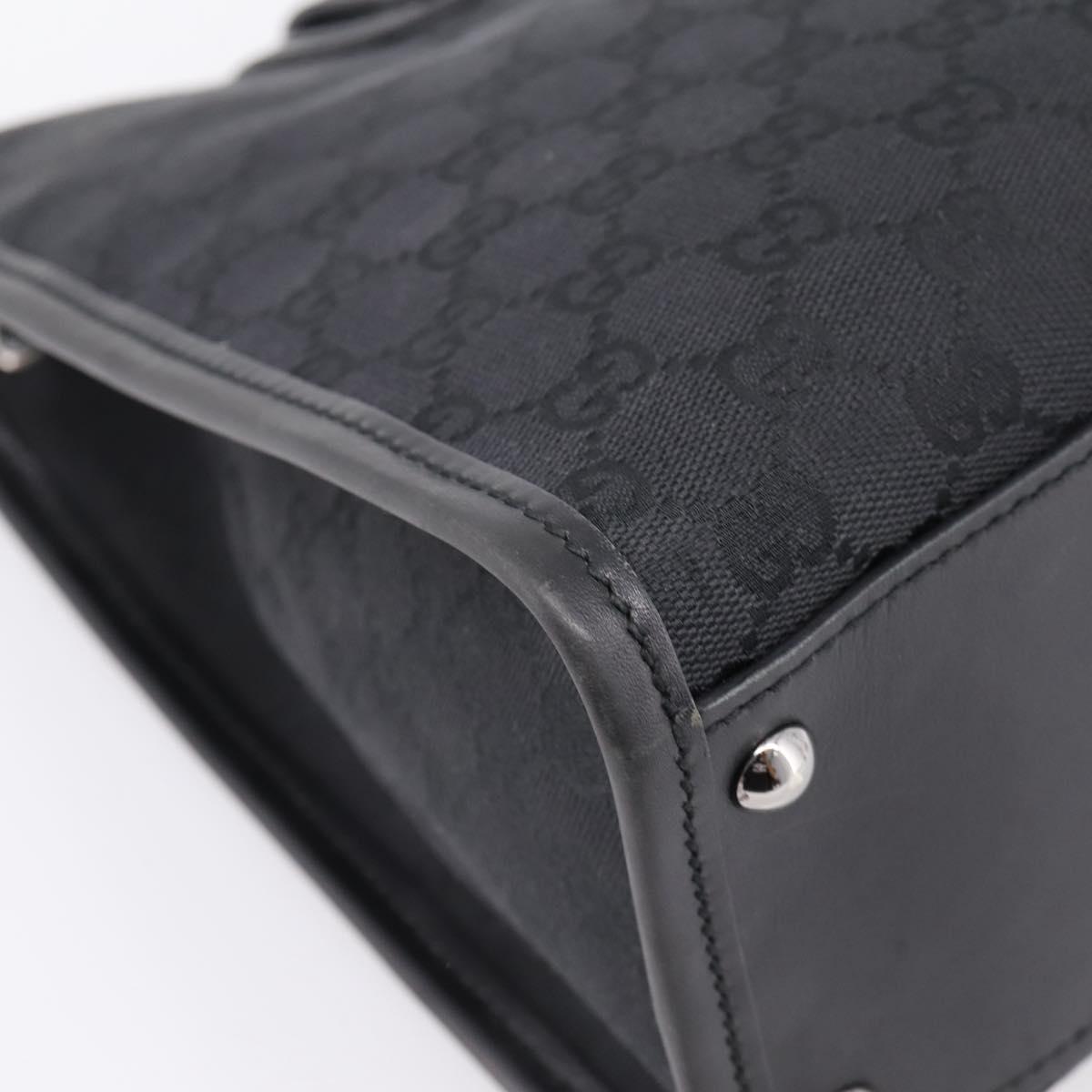 GUCCI GG Canvas Shoulder Bag Black Silver Auth 201960