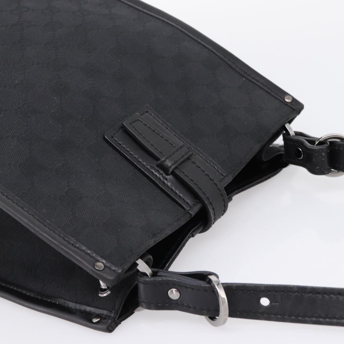 GUCCI GG Canvas Shoulder Bag Black Silver Auth 201960