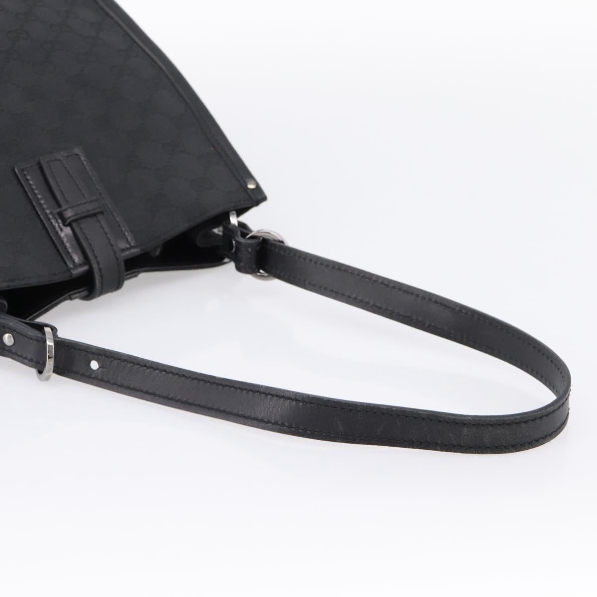 GUCCI GG Canvas Shoulder Bag Black Silver Auth 201960