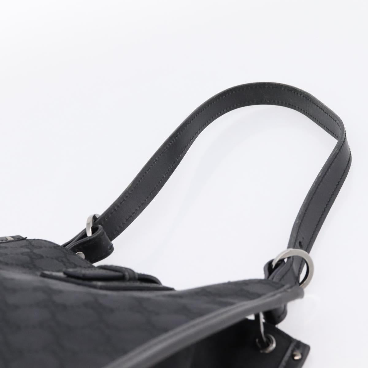 GUCCI GG Canvas Shoulder Bag Black Silver Auth 201960