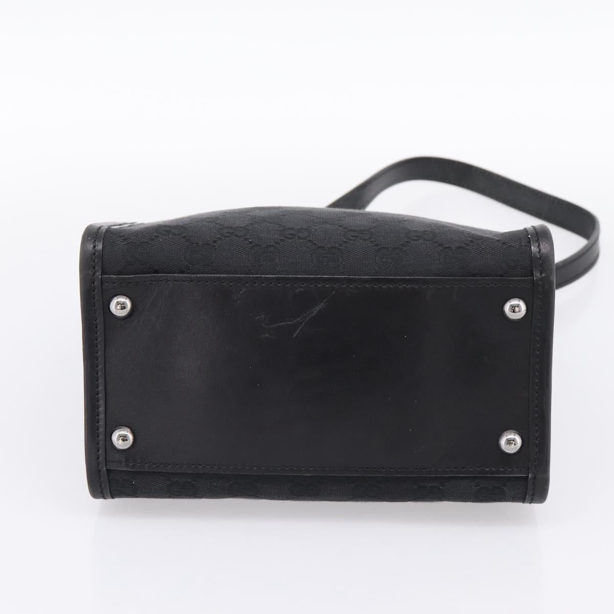 GUCCI GG Canvas Shoulder Bag Black Silver Auth 201960
