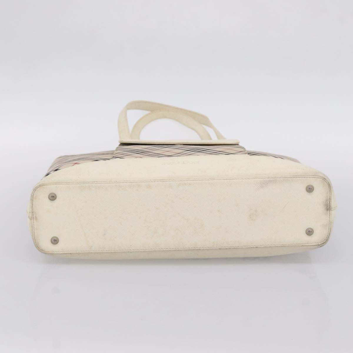 BURBERRY Nova Check Tote Bag Canvas Ivory Silver Auth 201961