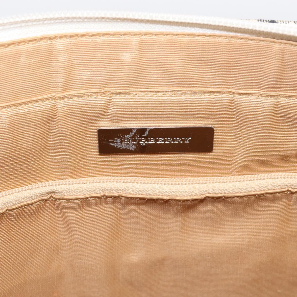 BURBERRY Nova Check Tote Bag Canvas Ivory Silver Auth 201961