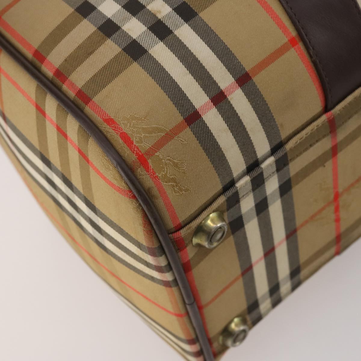 Burberrys Nova Check Boston Bag Canvas Beige Gold Auth 201962