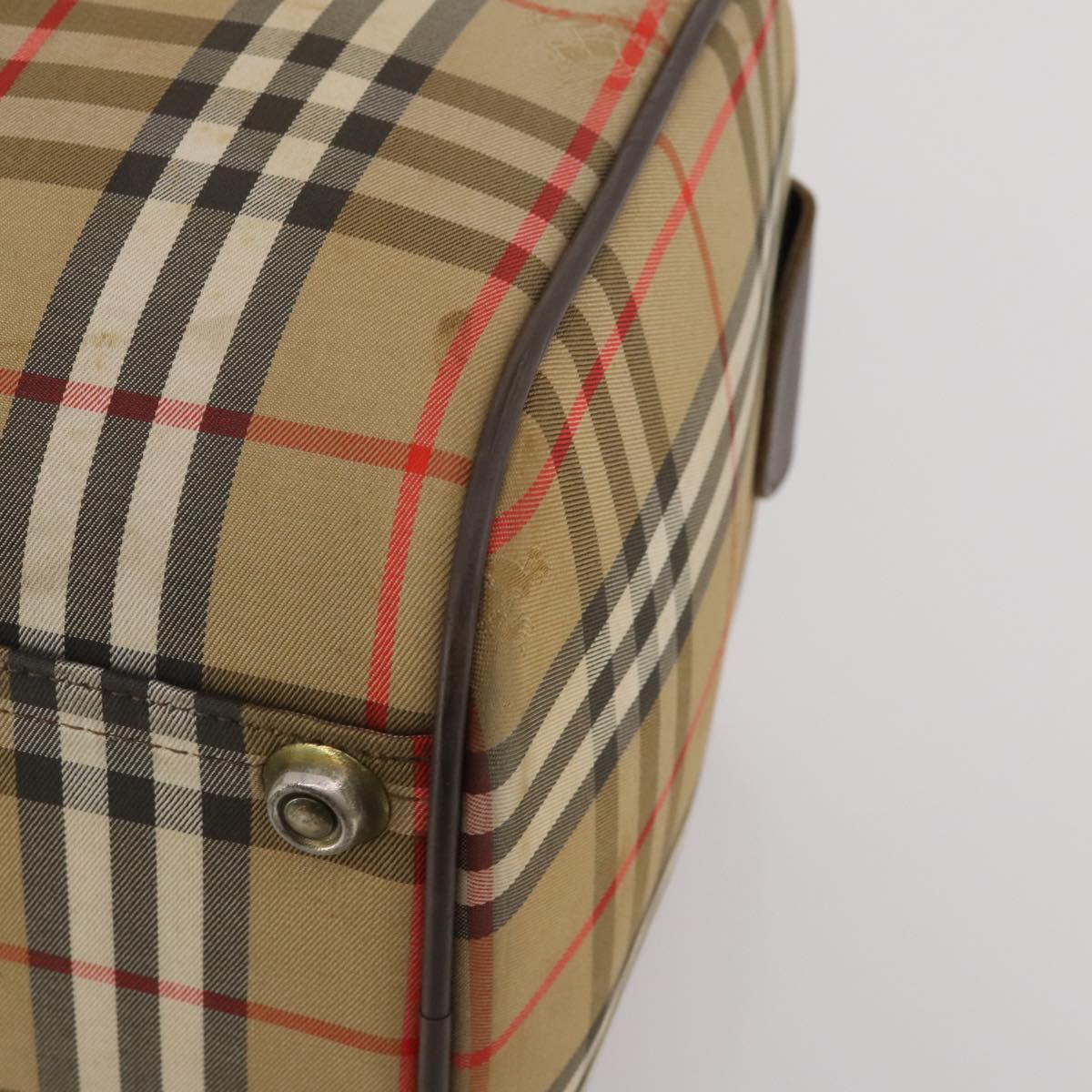 Burberrys Nova Check Boston Bag Canvas Beige Gold Auth 201962
