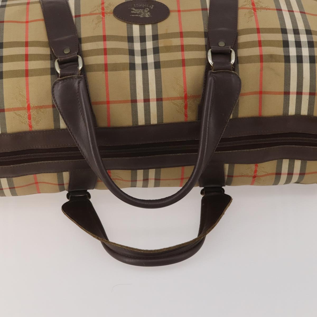 Burberrys Nova Check Boston Bag Canvas Beige Gold Auth 201962