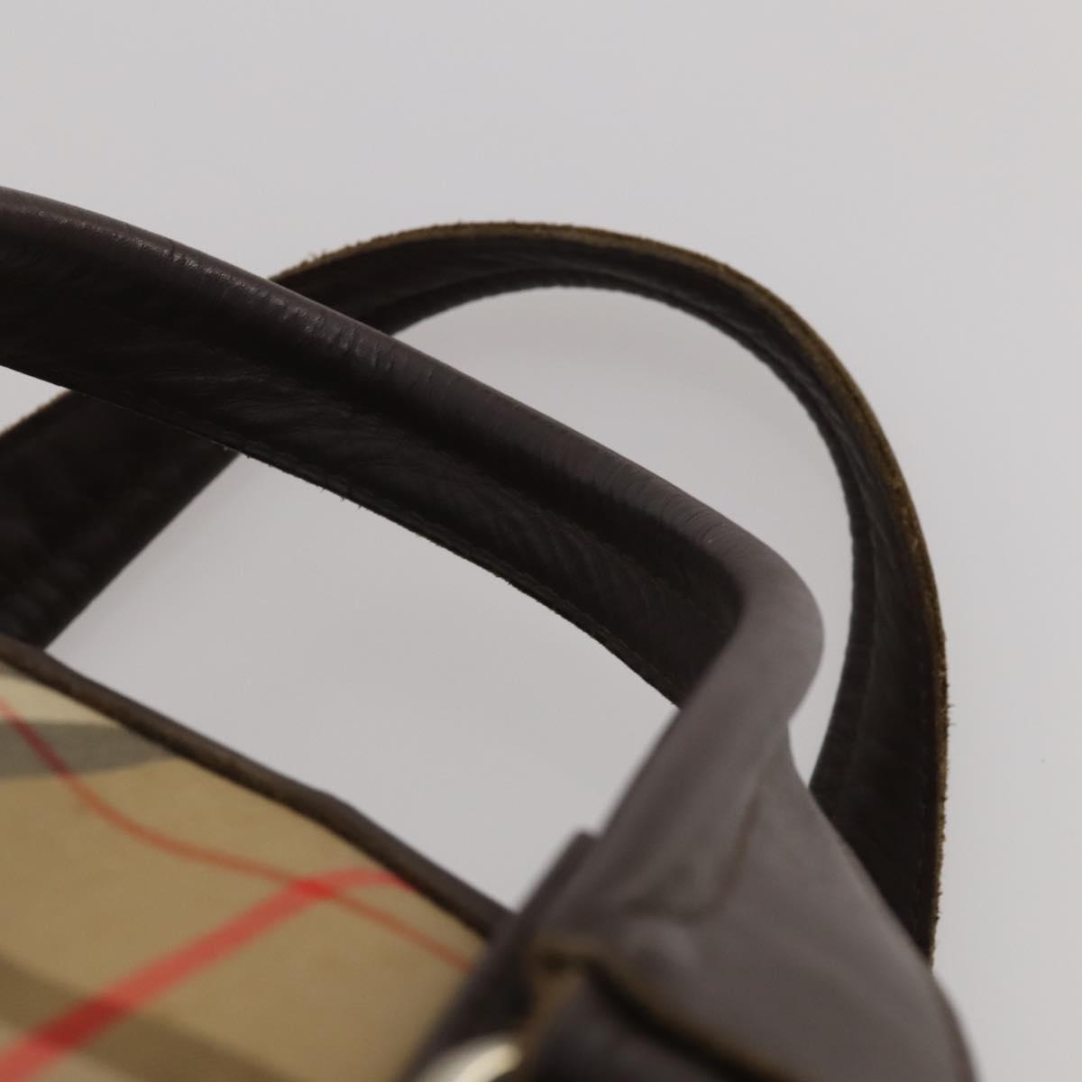Burberrys Nova Check Boston Bag Canvas Beige Gold Auth 201962