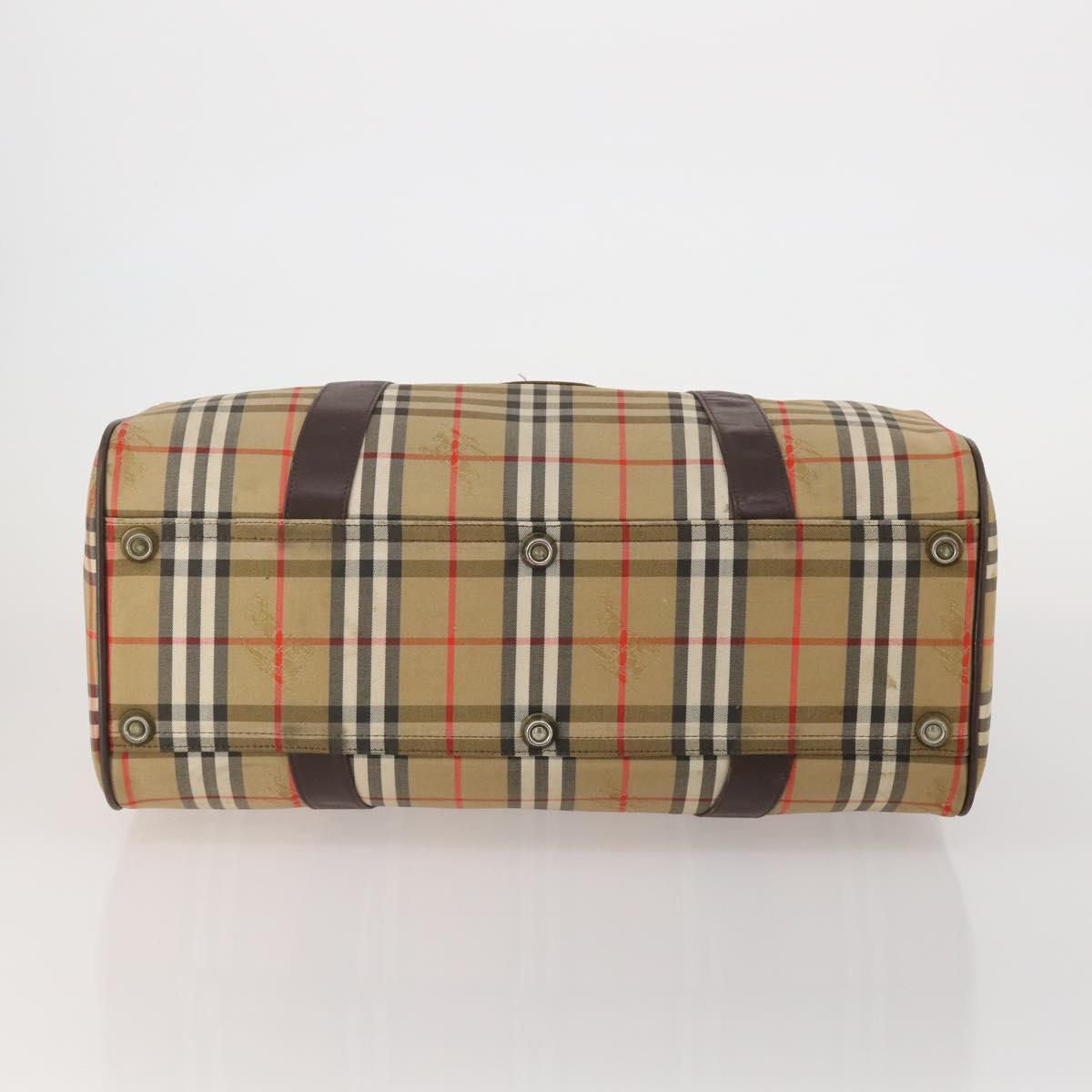 Burberrys Nova Check Boston Bag Canvas Beige Gold Auth 201962